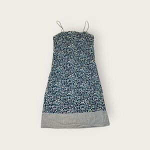 Vintage Y2k California Concepts blue floral fitted spaghetti strap mini dress